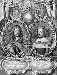 Ludwig XIV. (1638-1715), König von Frankreich und Marie-Therese (1638-83) von Österreich, graviert von Pieter II de Jode (1606-nach 1674), 1660